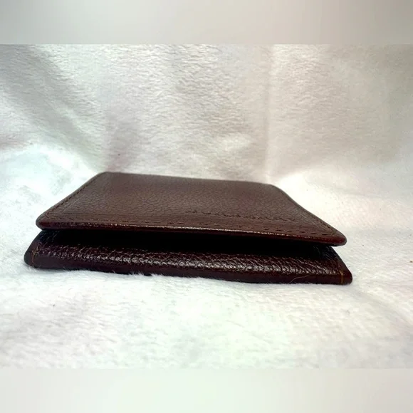 Burberry Coin Pouch | Brown Pebbled Leather | Nova Check Interior 3x3” - Picture 5 of 15